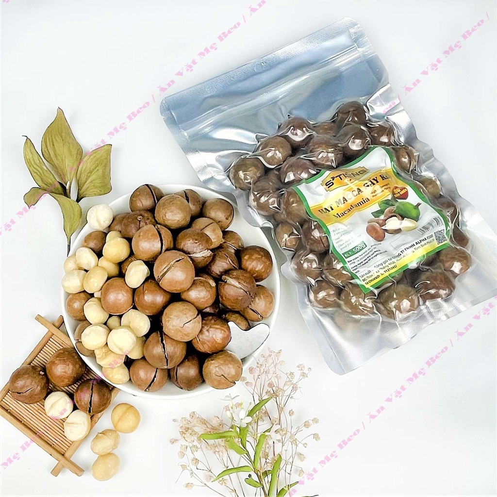 Hạt macca nứt vỏ sấy lạnh size đại 26-29 loại 1 hũ 500g thơm ngon có đồ tách vỏ kèm