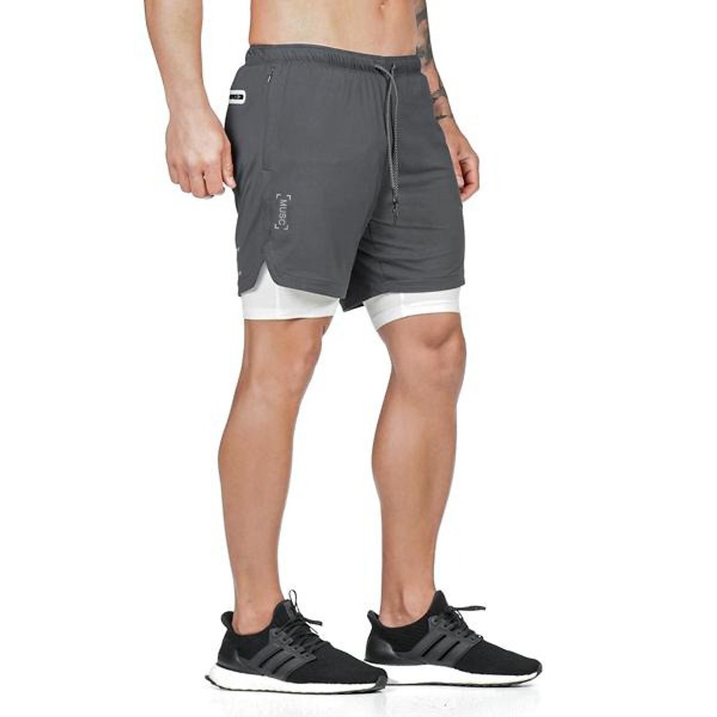 [Mã FAMAYMA giảm 10K đơn 50K] Quần Đùi Gym Nam 2 Lớp - Quần Short Thể Thao, Quần Legging Nam Liền Quần Đùi Tập Gym Nam