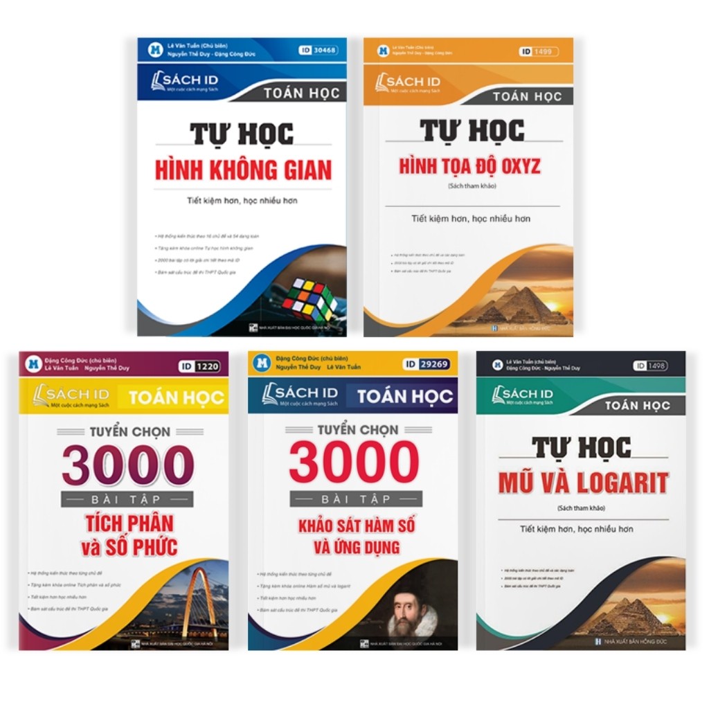 Sách ID toán ôn thi thpt quốc gia 2023 ôn luyện luyện thi đánh giá năng lực lớp 12- Combo 5 cuốn Moonbook.