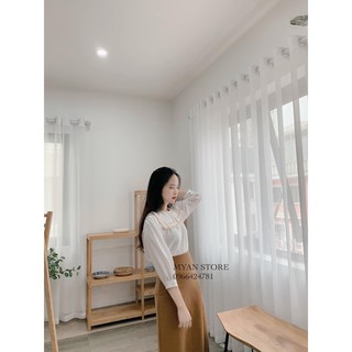 Áo trắng cổ bèo ren