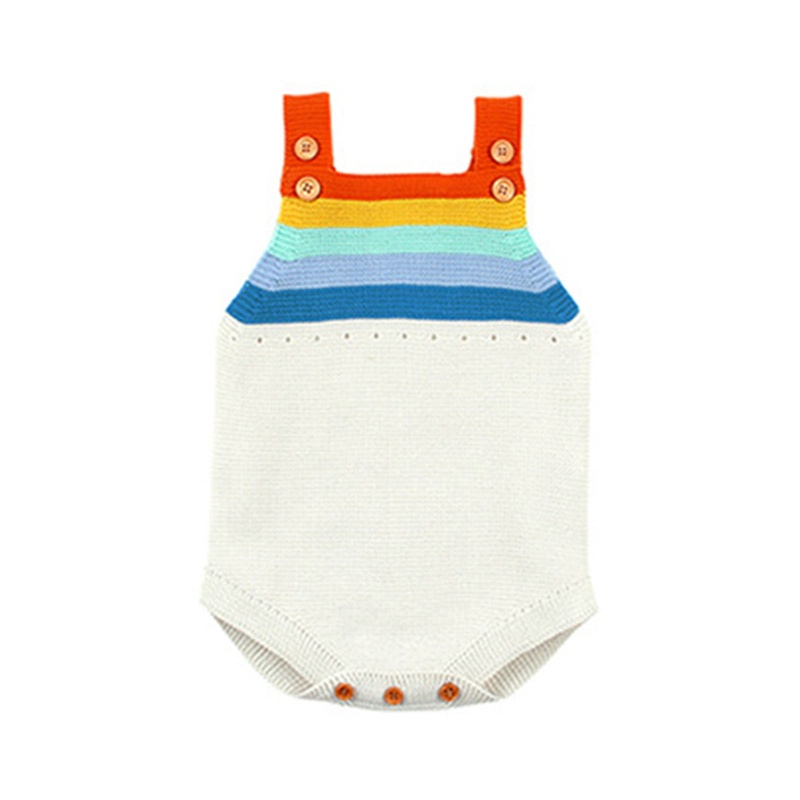 Bộ Áo Liền Quần Sát Nách Dệt Kim Họa Tiết Kẻ Sọc Màu Cầu Vồng Xinh Xắn Cho