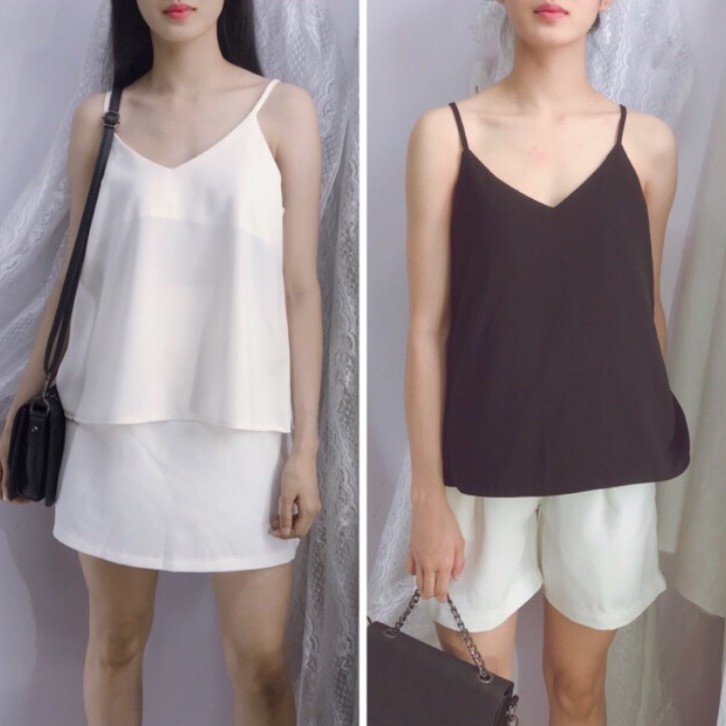 ÁO HAI DÂY CỔ TIM ( TRẮNG/ĐEN ) CÓ SIZE LỚN