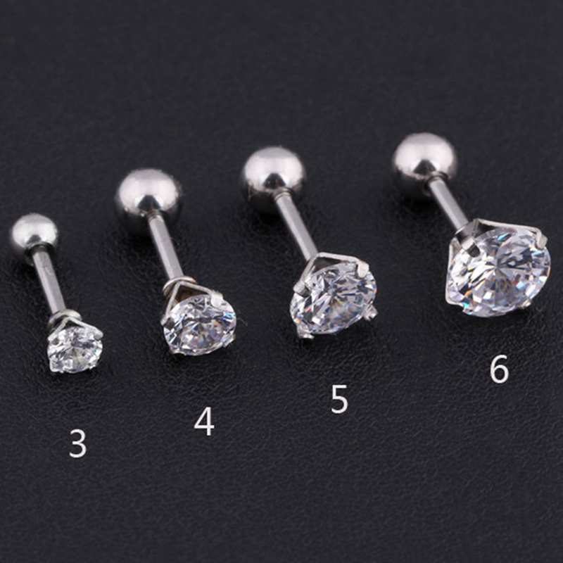 Khuyên tai bằng chất liệu thép titan đính trang trí đá zircon