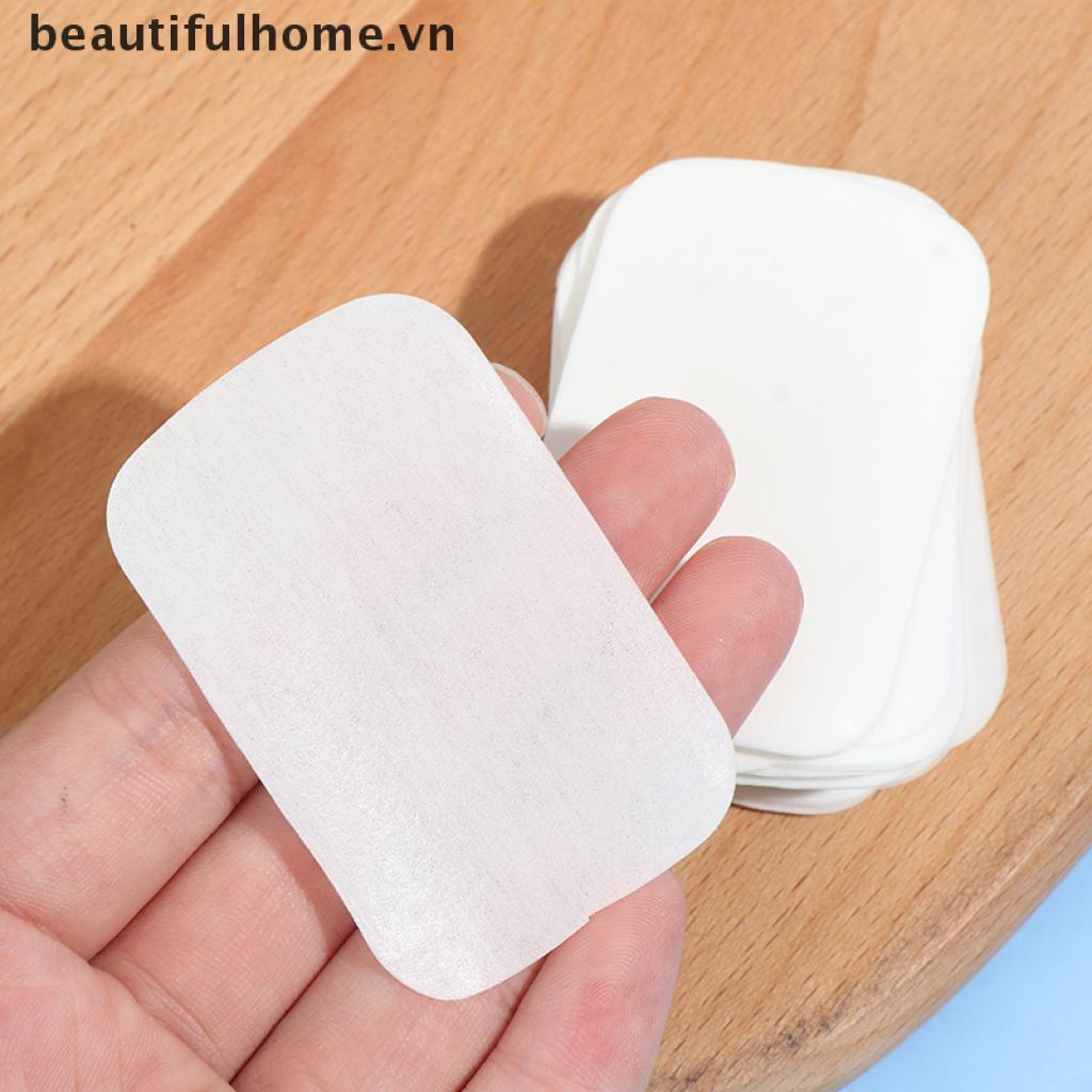 [Hàng mới về] 100 Miếng xà phòng giấy rửa tay tiện lợi khi đi du lịch