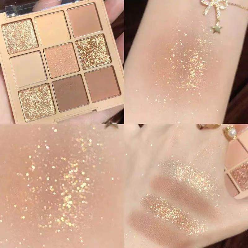 Bảng Phấn Mắt DIKALU Chín Màu Ngọc Trai Lì Tự Nhiên Lâu Trôi