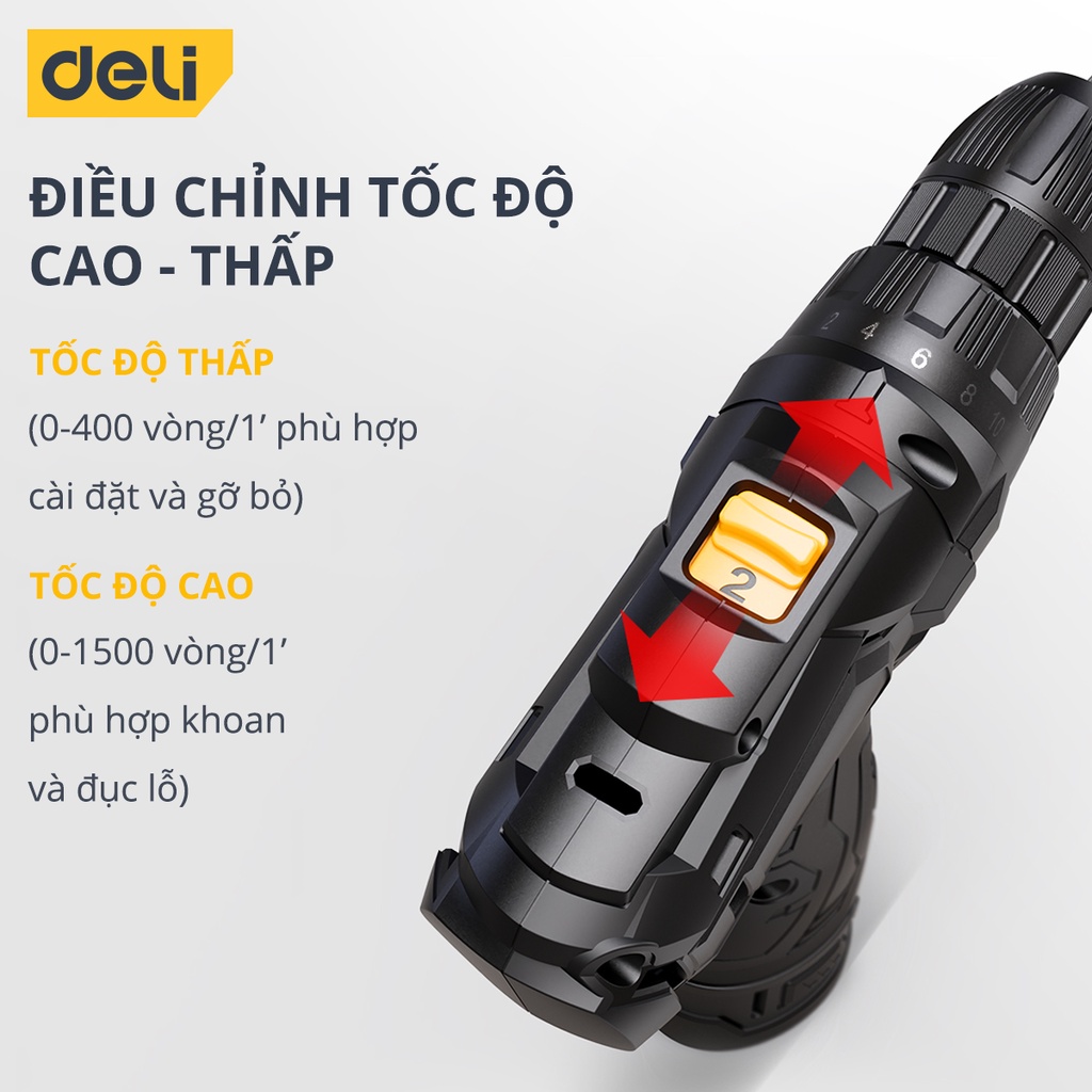 Máy Khoan Bắt Vít Deli Chính Hãng Pin 12V - Nhỏ Gọn, Tiện Dụng - Dùng Cho Sửa Chữa Vật Dụng - DL600012