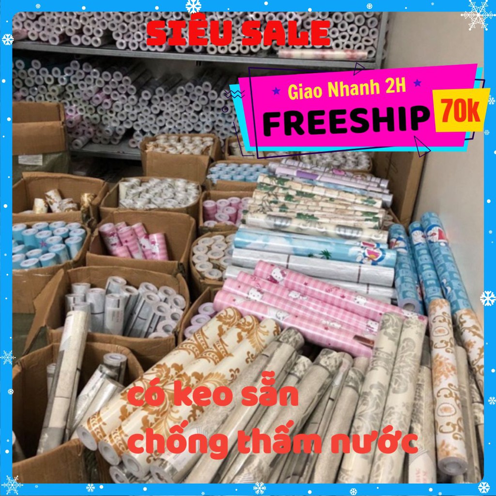 Giấy Dán Tường 10M x 45cm có keo sẵn dễ dán trang trí đẹp tự thi công có nhiều mẫu