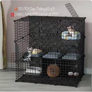 Chuồng chó mèo lắp ghép lưới sắt tĩnh điện tặng kèn chốt và búa giá rẻ có tầng cho bé