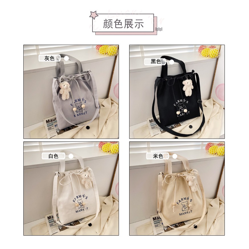 Japanese New Canvas Bag Female Students Korean Ins Shoulder Messenger Bag Large Capacity Tutoring Bag Wild Handbag