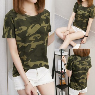 Áo thun dáng rộng cổ tròn ngắn tay hoạt tiết rằn ri thời trang cho nữ