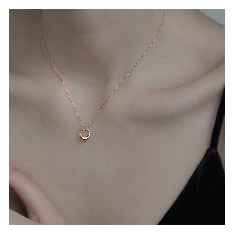 Vòng cổ Bạc 925 Mặt Tròn Đơn Giản Thời Trang Cho Nữ