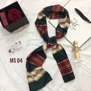 Khăn lụa satin vải thắt nơ