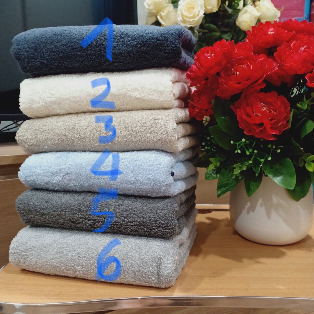 Khăn tắm xuất dư Nhật Muji 60x120cm khăn bông 100% cotton khăn mềm mịn, sơi siêu thấm nước, không phai màu không xù lông
