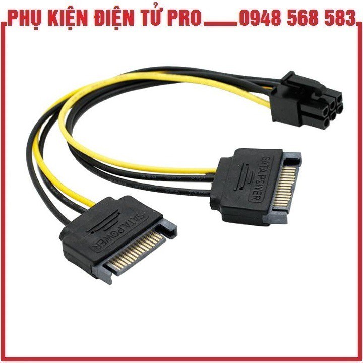 CÁP NGUỒN SATA 2 ĐẦU SANG 6 PIN CHO CARD ĐỒ HỌA - VGA - MÀN HÌNH