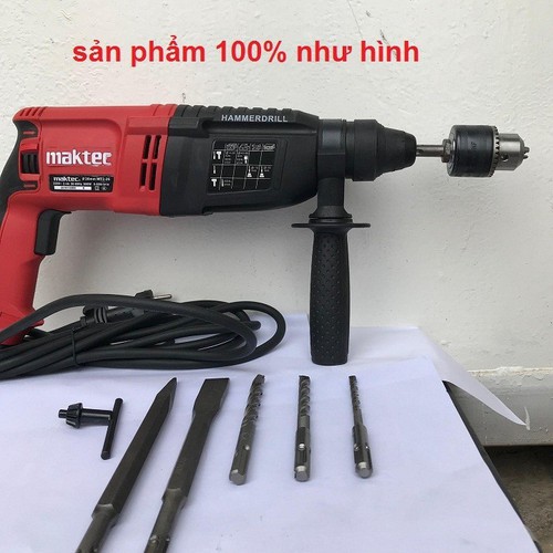Máy khoan bê tông Maktec 2-26 - 3 chức năng: Khoan, đục, búa, 100% dây đồng, Tặng đầu măng ranh và 5 mũi khoan đục