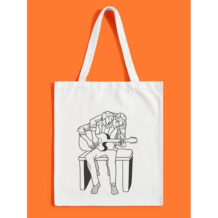 Túi Vải Canvas In Hình 2 Người Thời Trang Cho Nữ