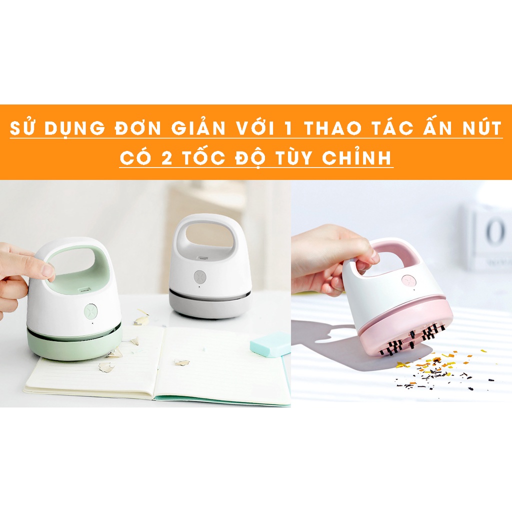 Máy Hút Bụi Cầm Tay Mini Hút Bụi Bẩn Nhỏ, Bàn Học Tập,Bàn Phím Đa Năng Tiện Lợi - Kèm Dây Sạc USB