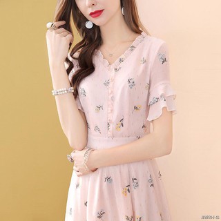 Đầm voan hoa cổ tim xinh xắn cho nữ