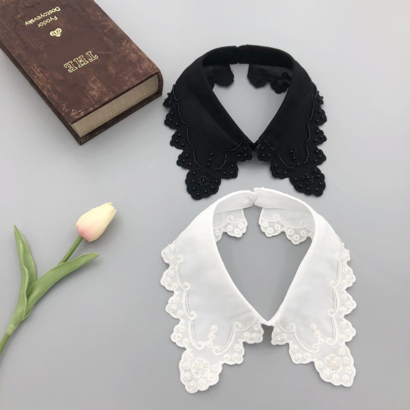 Vòng Cổ Choker Thêu Hoa Đính Ngọc Trai Nhân Tạo Phong Cách Gothic Hoàng Gia Cho Nữ