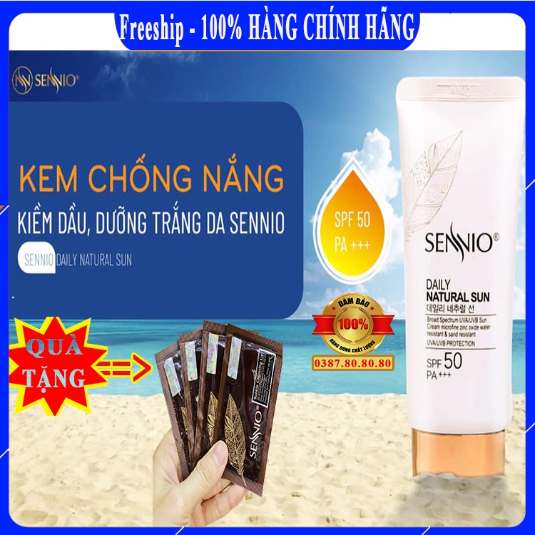 [FreeShip - MUA 1 ĐƯỢC 2] Kem chống nắng kiềm dầu nâng tông da sennio/Kem chống nắng cho da dầu, da mụn, nám cao cấp