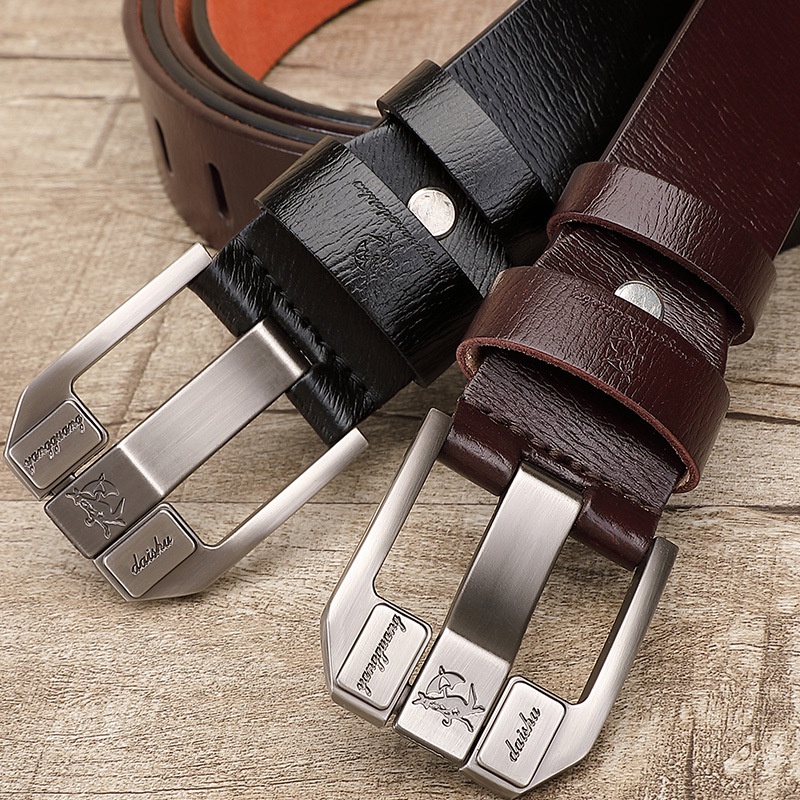 Men's leather belt pin buckle belt fashion leather belt leisure wild