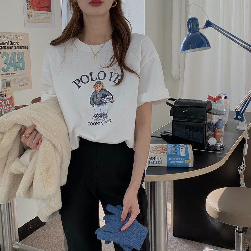 Áo thun BH cotton dáng rộng thời trang xuân hè Hàn Quốc 2021 dành cho nữ