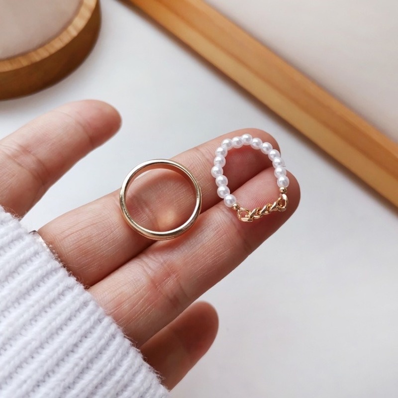 Bộ Nhẫn Và Nhẫn Đính Ngọc Trai Thời Trang Dành Cho Nữ
