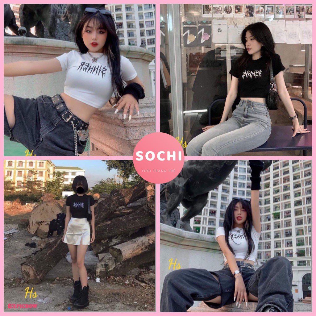 Áo Croptop Sinner Chất Bozip. Có ảnh + video thật