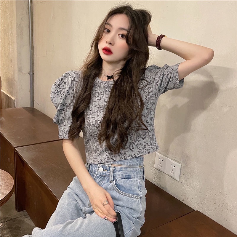 Áo Thun Cotton Tay Phồng Ôm Dáng Thời Trang Cho Nữ