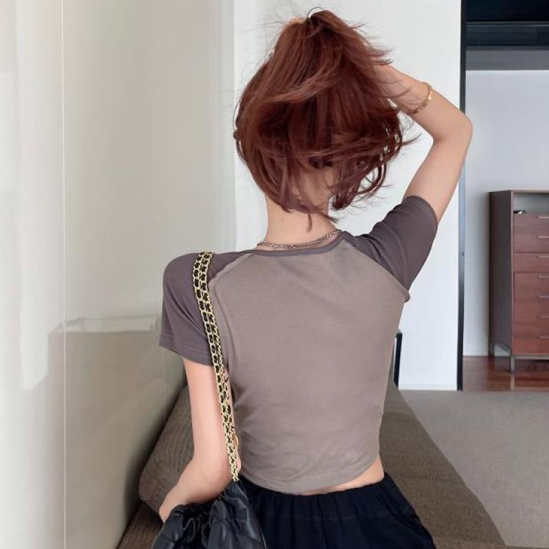 Áo Thun Nữ Ngắn Tay Cổ Chữ v Thời Trang