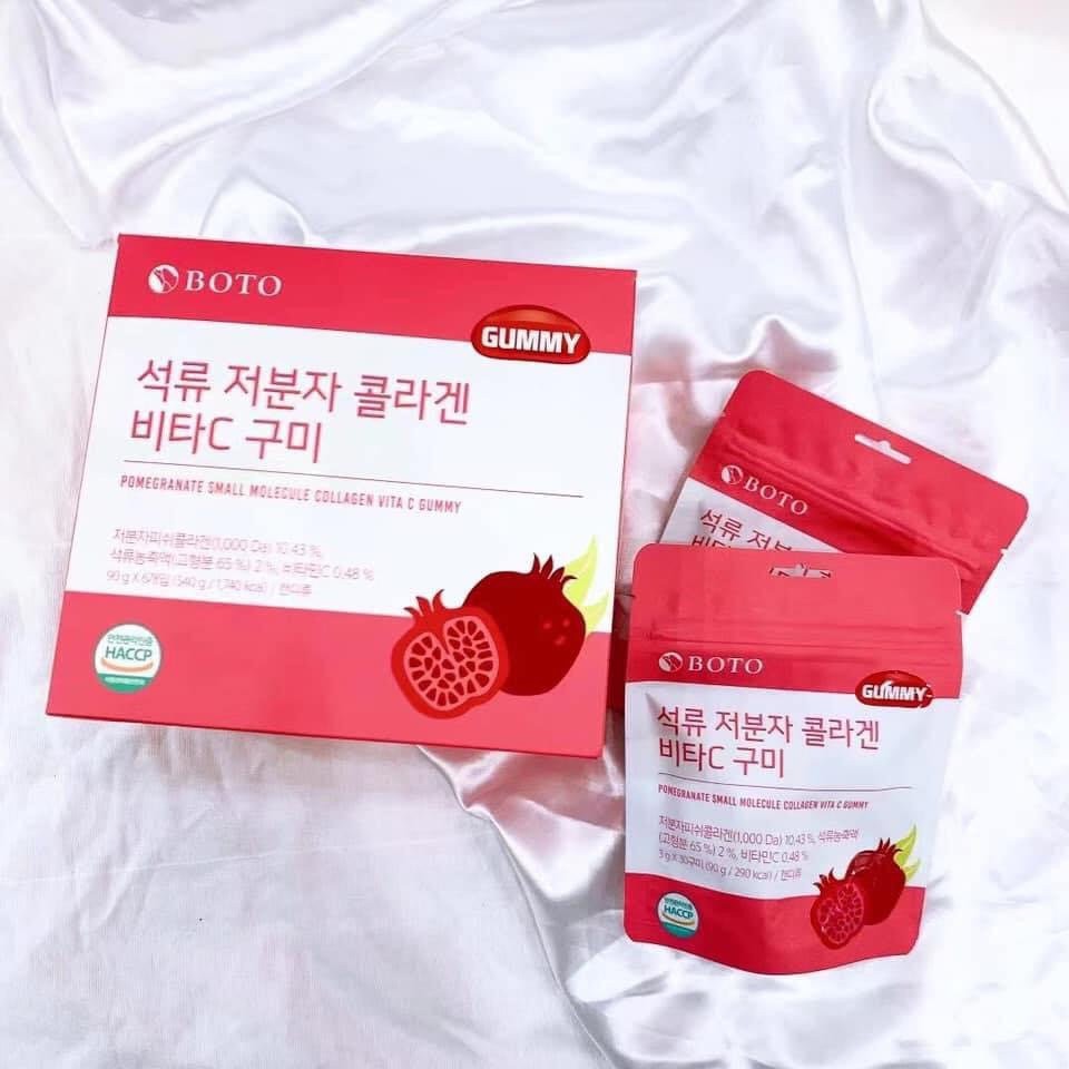 Kẹo dẻo vị lựu Dưỡng da sáng mịn- Boto Collagen Gummy