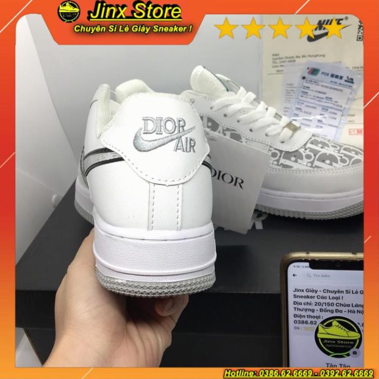 Giày thể thao sneaker AF1 trắng kết hop dior đế xám hàng 1:1 full size da bò đôt không cháy | BigBuy360 - bigbuy360.vn