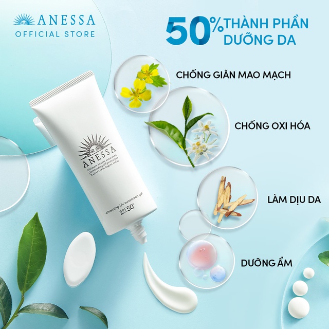 Gel chống nắng dưỡng sáng nâng tông &amp; hiệu chỉnh sắc da Anessa Brightening UV Sunscreen Gel SPF50+ PA++++ 90g