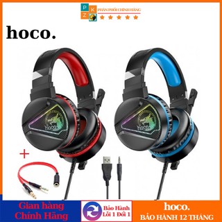 Tai Nghe Gaming chụp tai Chơi Game HOCO W104, Có Dây, Đèn LED Kèm Micro, âm thanh nổi chính hãng bh12 tháng