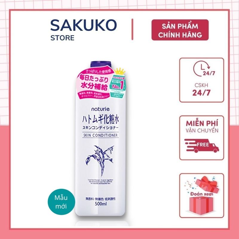 Nước hoa hồng Ý Dĩ  Hatomugi Naturie Skin Conditioner Lotion Nhật Bản 500ml
