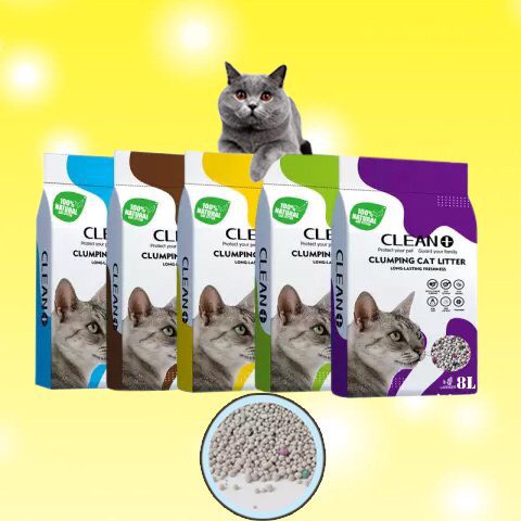 Cát vệ sinh CLEAN+ ít bụi - Túi 8L ( 4kg ) cho mèo - Cát vệ sinh cho mèo