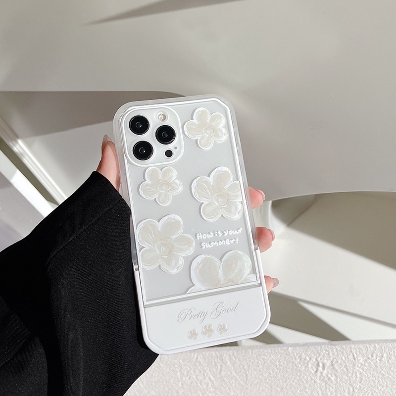 (SIÊU RẺ) Ốp lưng iphone hoa trắng to pretty good có thanh đỡ 7plus/8/8plus/x/xr/xs/11/12/13/pro/max/plus/promax