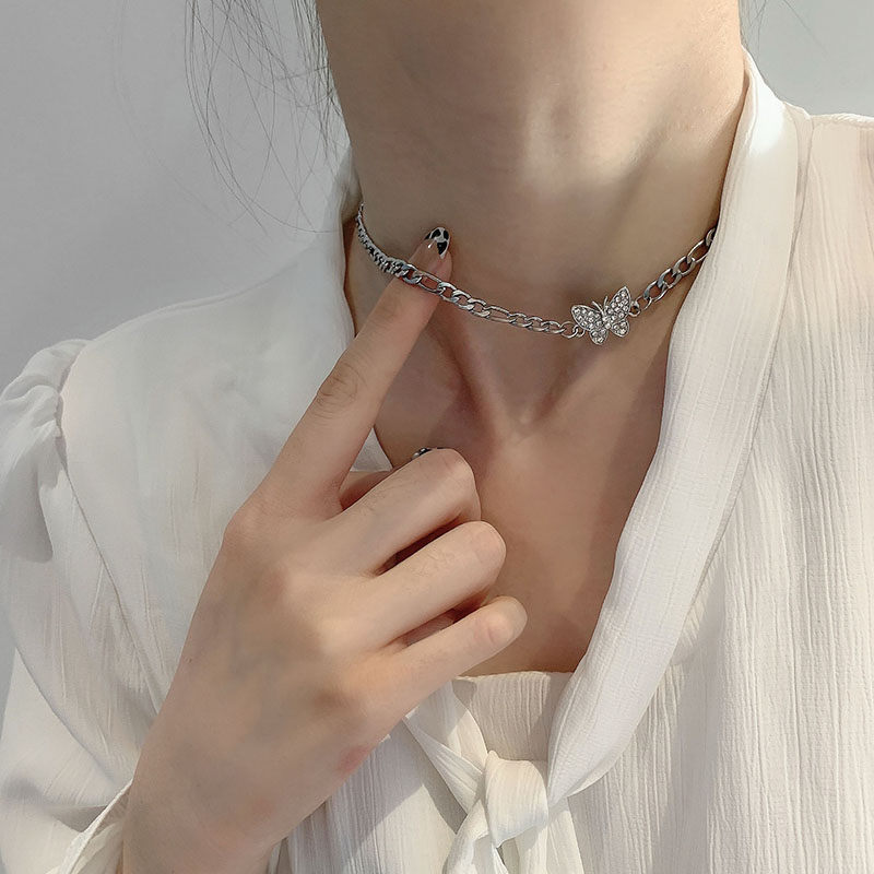 Butterfly necklace light luxury niche design sense net red temperament short clavicle chain