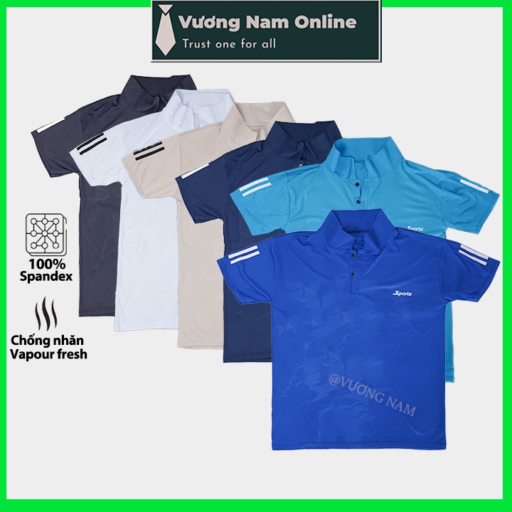 Áo thun nam cổ bẻ thể thao chất thun lạnh vân dập đẹp co giãn 4 chiều VN90B
