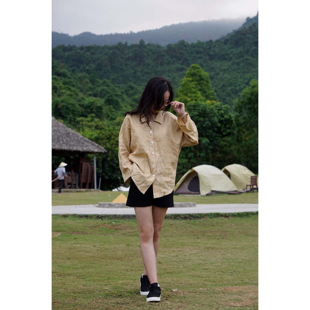 Áo linen cổ sơ mi 2 túi lớn PETER - MaxMessi