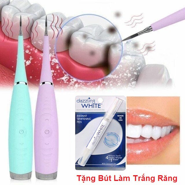 (Tặng bút tẩy trắng răng) Máy Lấy Cao Răng Cầm Tay Mini - Sử Dụng Sạc 3 Chế Độ Rung Loại Sạch Mảng Bám