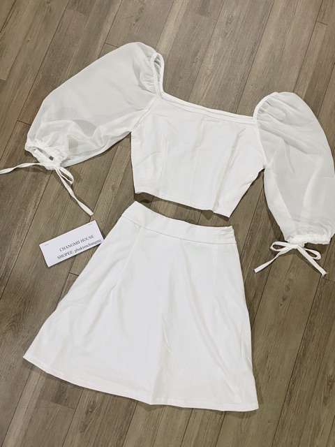 [Mã FAXANH245 giảm 10K đơn 50K] Set áo tay phồng phối chân váy ngắn chất thun phối tay voan (Set voan) | BigBuy360 - bigbuy360.vn