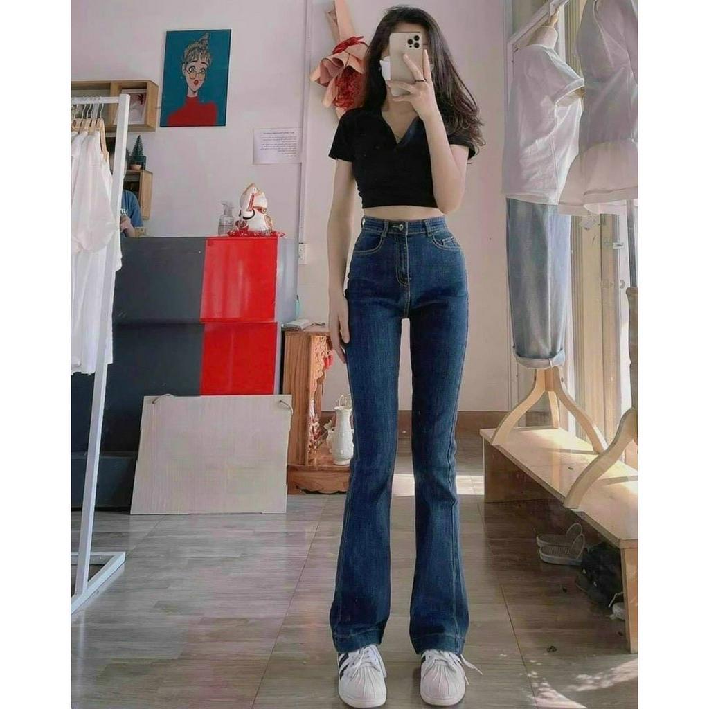 Quần Jean nữ ống loe, quần jean nữ ống suông hách dáng lưng cao siêu đẹp mẫu mới