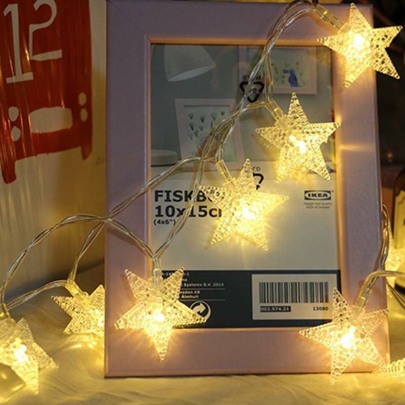 Xmas 20 LED Stars String Lights Fairy Curtain Warm Twinkle Christmas Party Decor