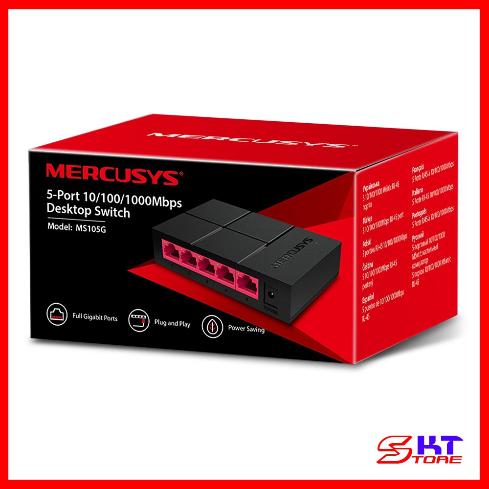 Bộ Chia Mạng Switch 5 Cổng Mercusys MS105G Tốc Độ 10/100/1000Mbps - Hàng Chính Hãng