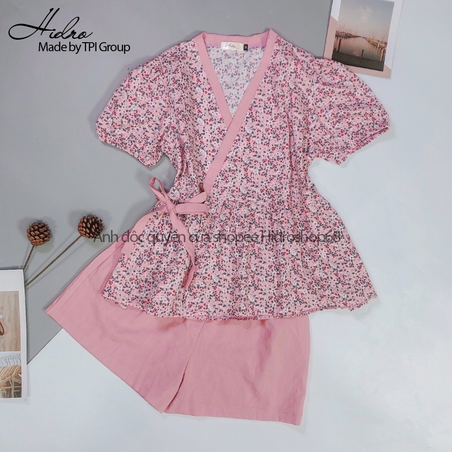 Set Bộ Kimono Hoa Nhí Cộc Tay Phối Quần Sooc Đũi | BigBuy360 - bigbuy360.vn