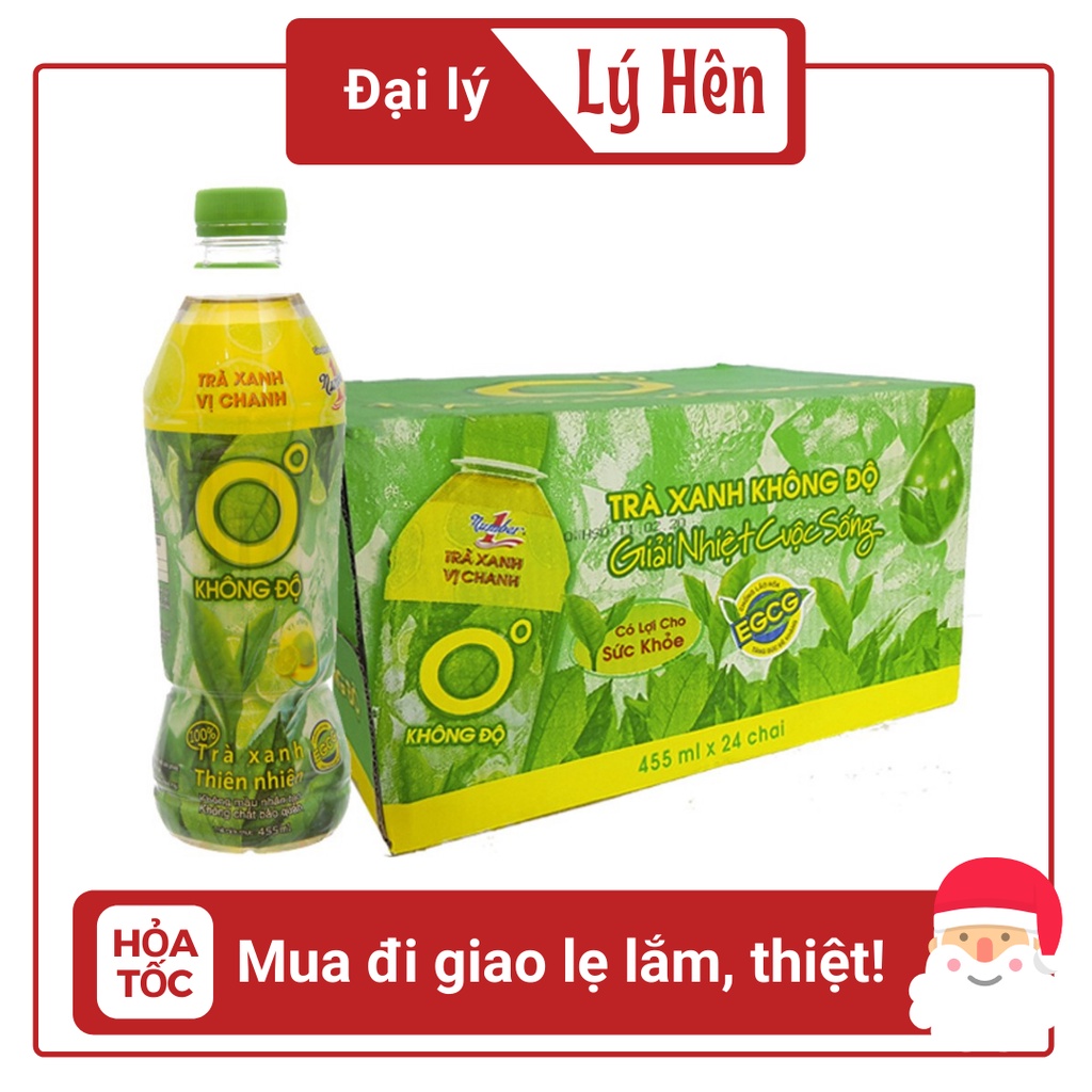 Thùng 24 Chai Trà Xanh Không Độ Vị Chanh Chai Nhựa PEP 455ml Date Luôn Mới