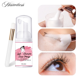 Mikiwilash Bọt kéo dài lông mi 30ml với bàn chải lông mi sạch Mousse sạch bọt
