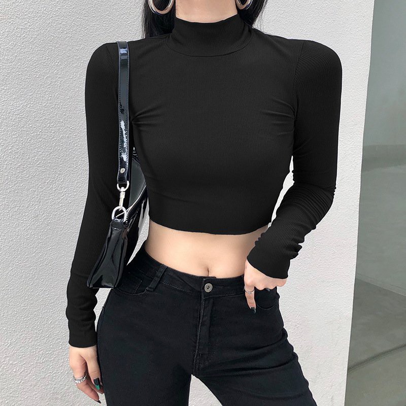 [Mã LTP50 giảm 50000 đơn 150000] Áo crop top nữ dài tay Scarlet Top CRT014 dáng ngắn cổ cao, ôm body - Uni By Heart