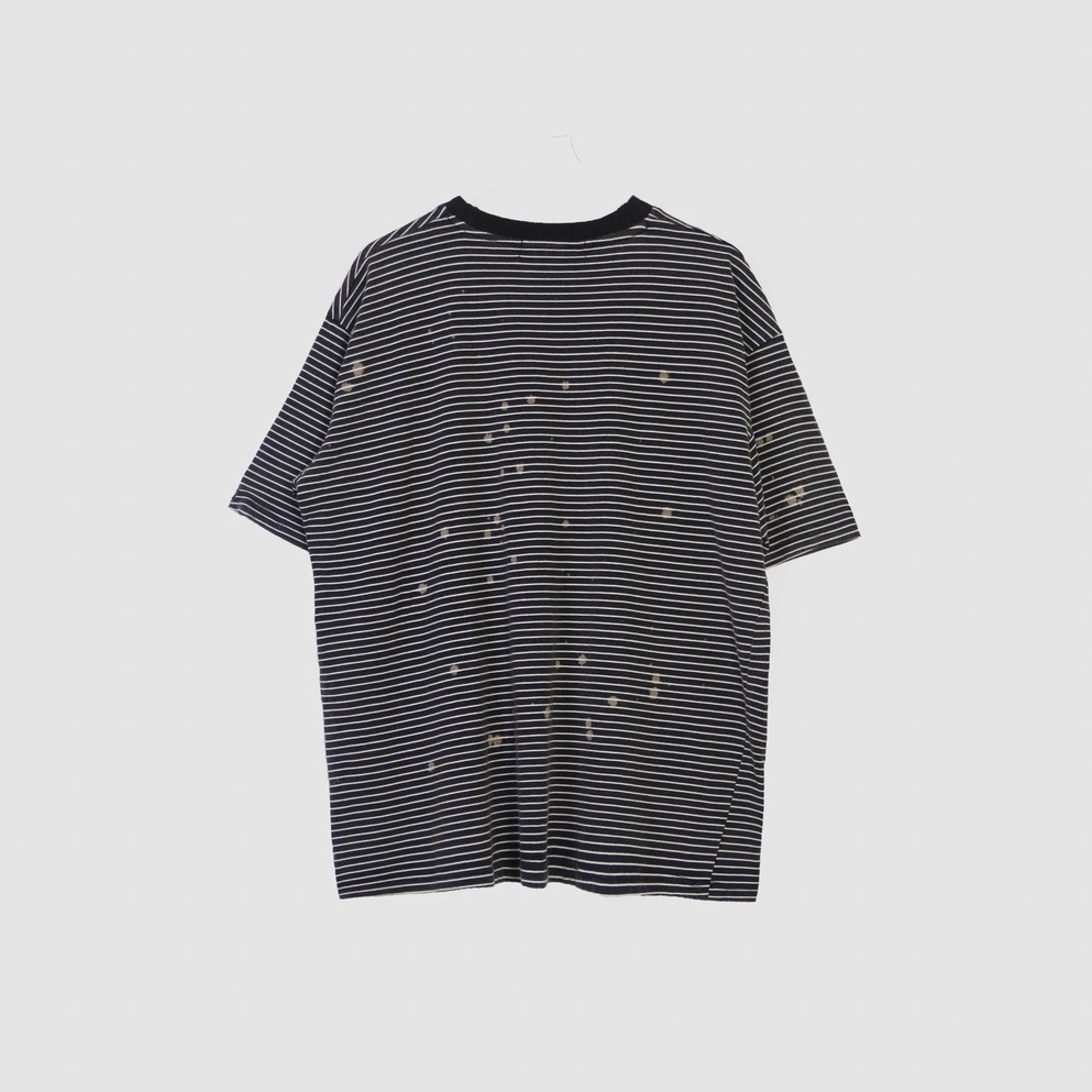 Áo phông ngắn tay kẻ ngang form rộng Unisex T61